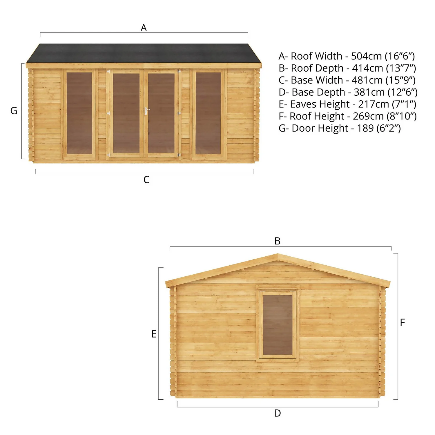 Mercia 5m X 4m Home Office Log Cabin 44mm - Image 9