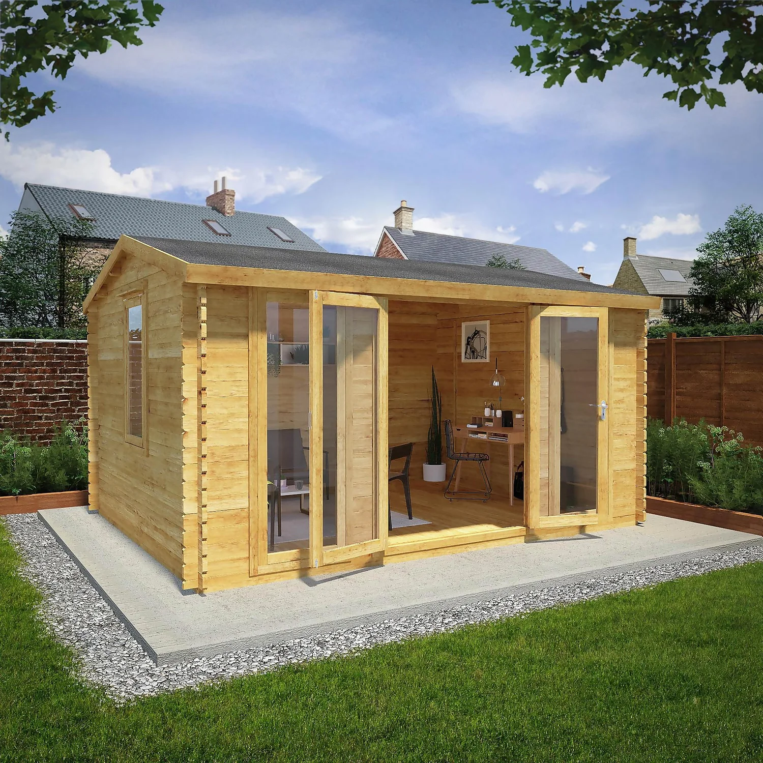 Mercia 4.5m X 3.5m Home Office Log Cabin 44mm - Image 2