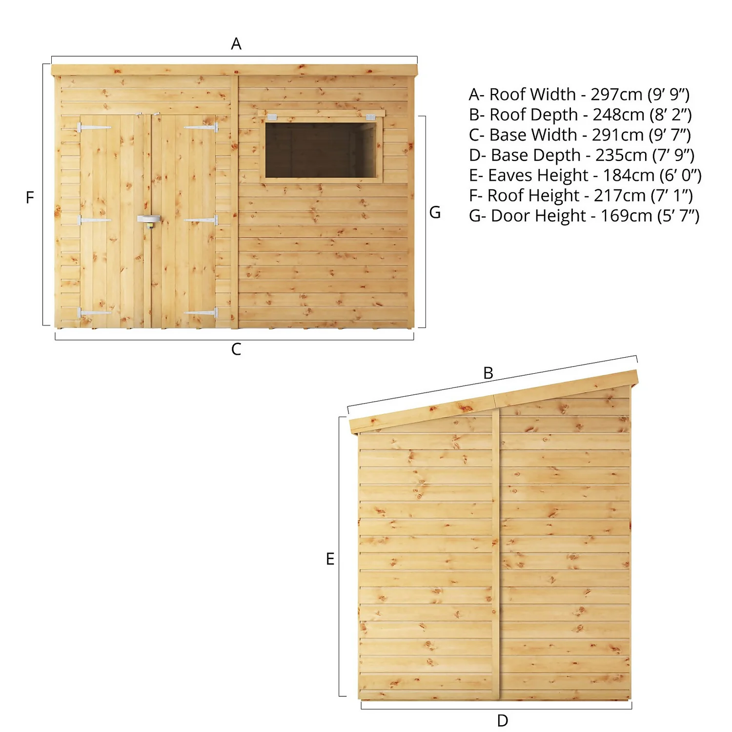 Mercia 10ft X 8ft Premium Shiplap Pent Shed - Image 9