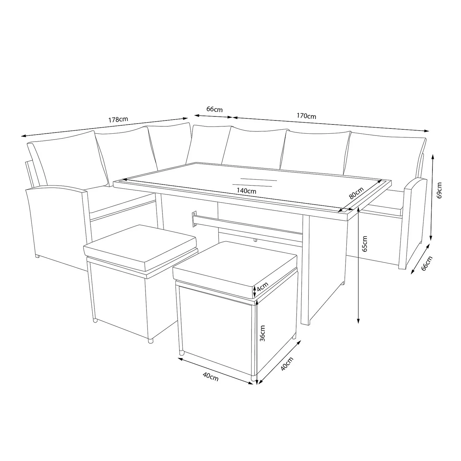Matara Rattan Effect Corner Sofa Set - Image 4