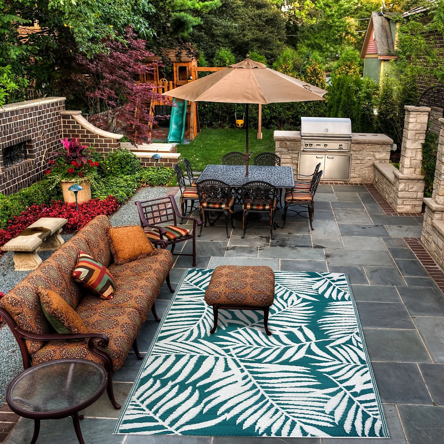 Homebase Outdoor Rug - Teal 160x230cm - Image 3