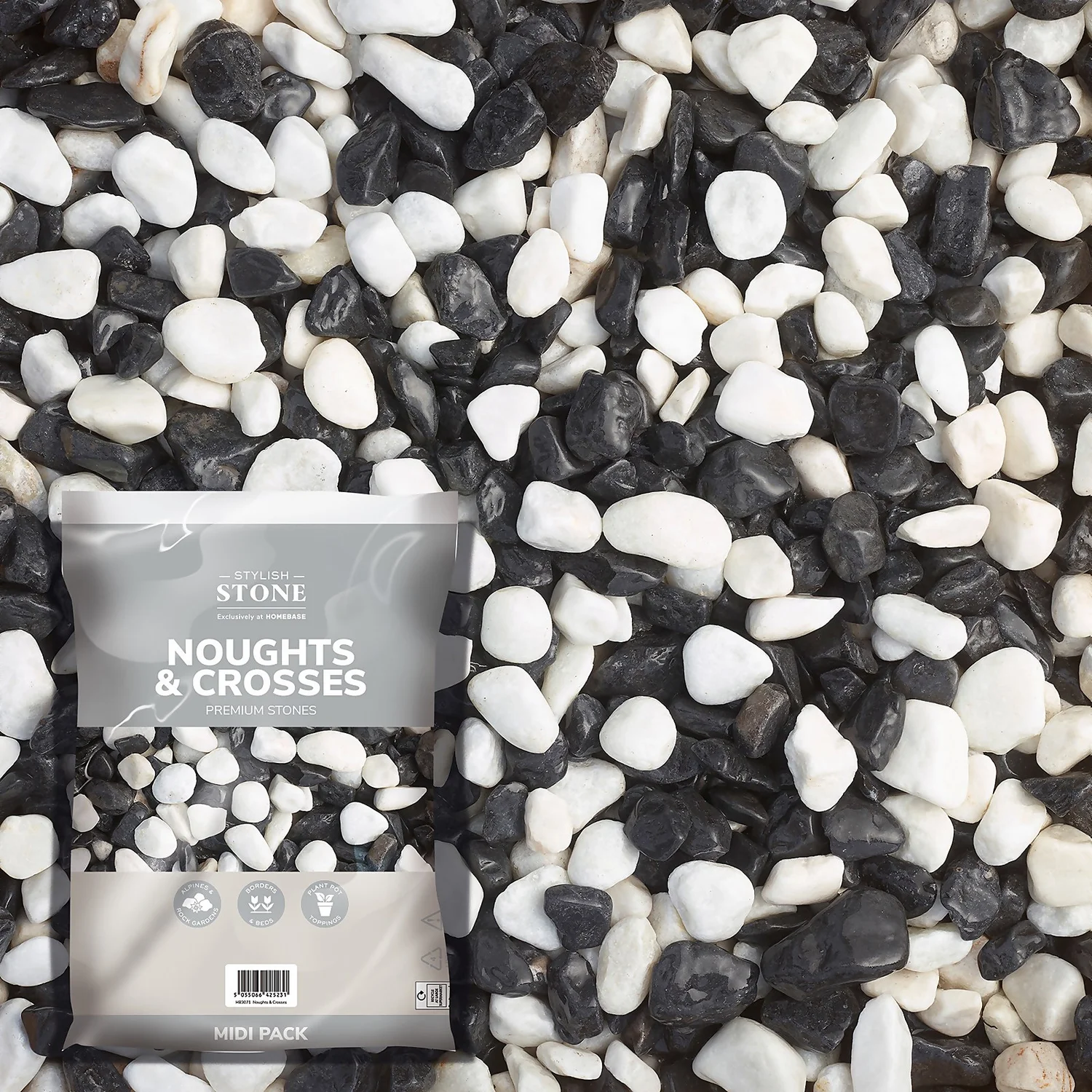 Stylish Stone Noughts & Crosses Decorative Pebbles Midi Bag