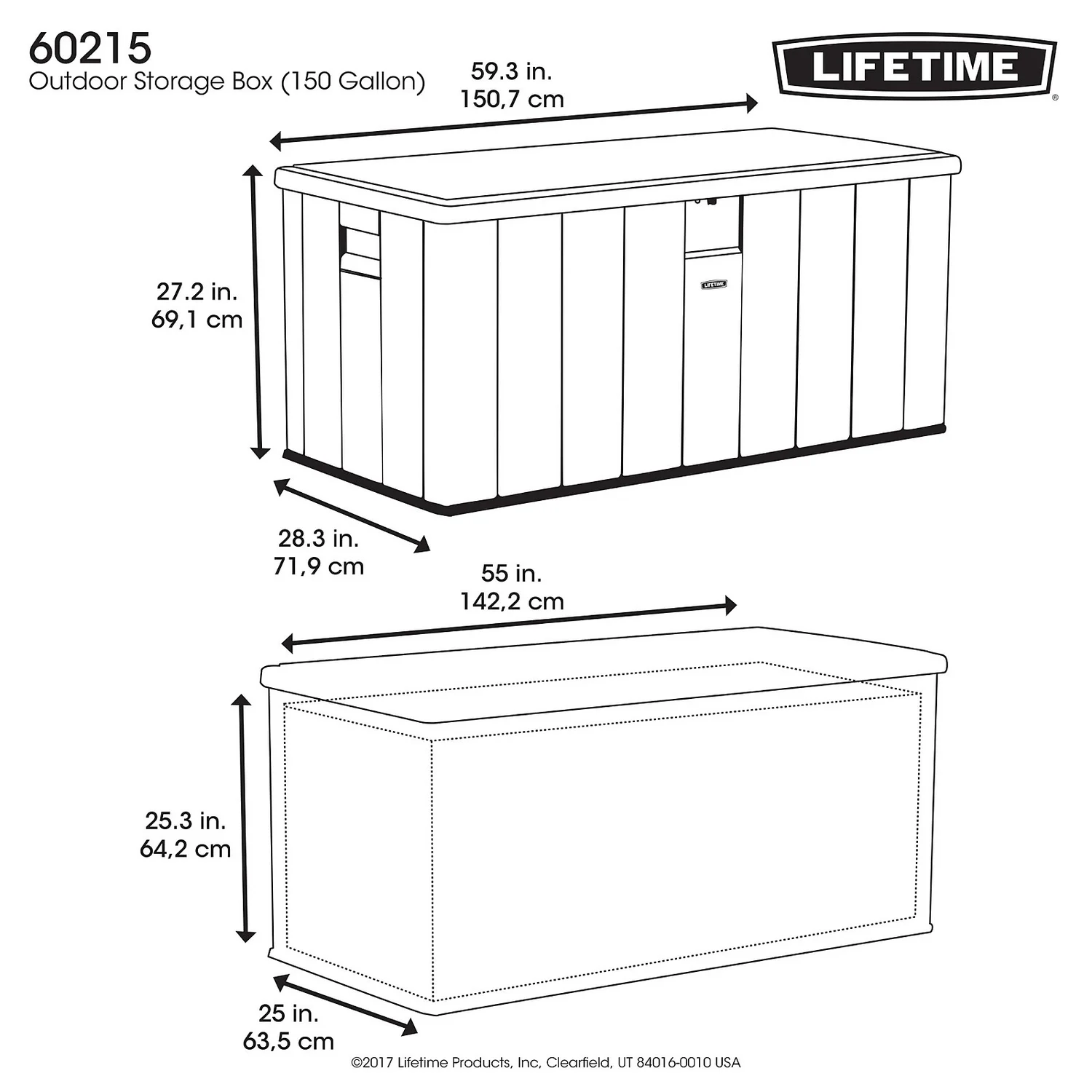 LIFETIME 568L Outdoor Storage Deck Box - Rough-Cut Brown - Image 4