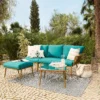 Omari Metal Garden Corner Sofa Set - Teal & Gold