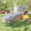 Natural Folding Rattan Sun Lounger