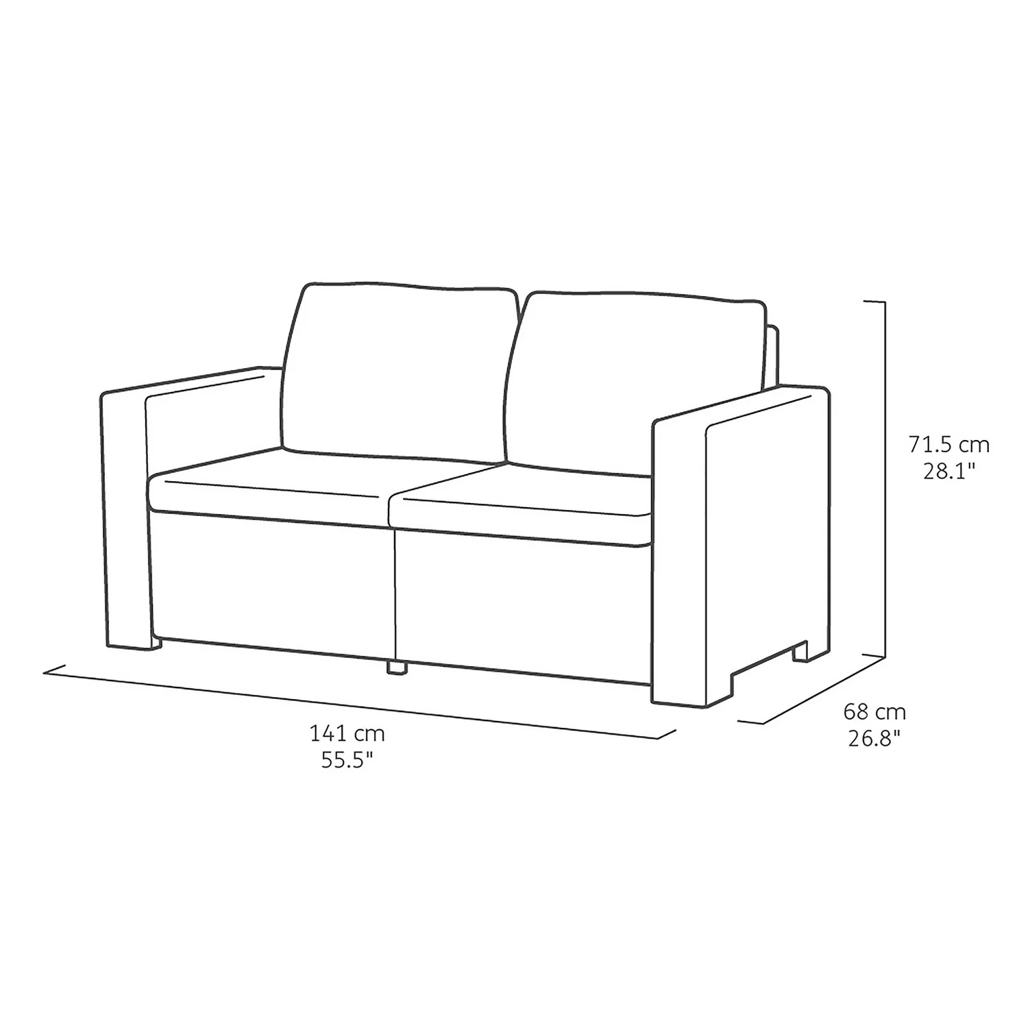 Keter California 4 Seater Outdoor Garden Furniture Lounge Set - Graphite With Grey Cushions - Image 8