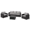 Keter California 5 Seater Outdoor Garden Furniture Sofa And Lounge Set - Graphite With Grey Cushions